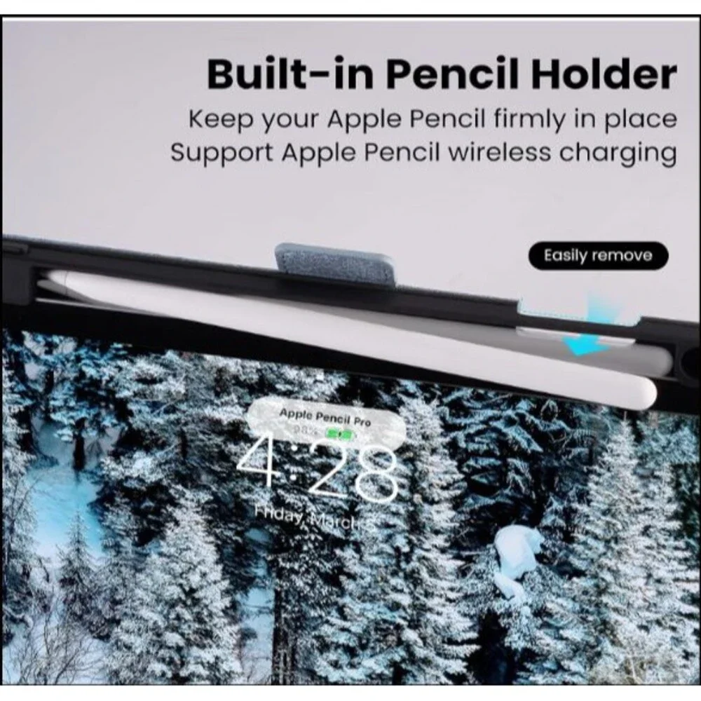 Handmade Case for iPad Pro 11 Inch (M5/M4) 2025/2024 with Pencil Holder Blue